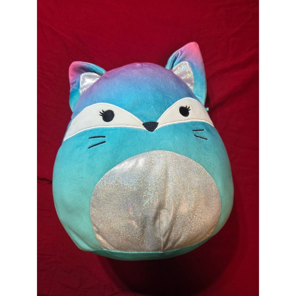 Squishmallows Pania The Teal Fox 16" Kellytoy Plush Stuffed Animal Purple Blue